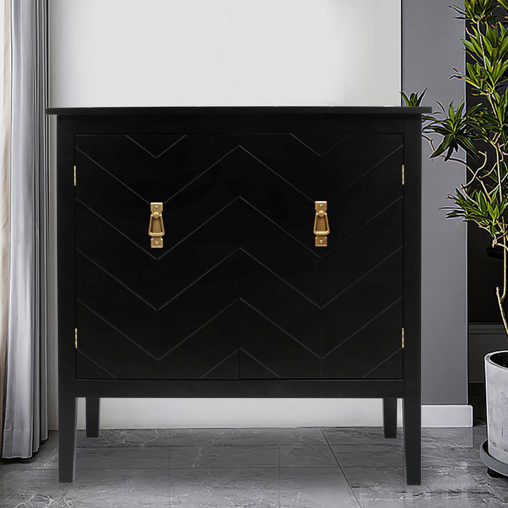 JASIWAY Vintage Black Freestanding Accent Storage with 2 Doors
