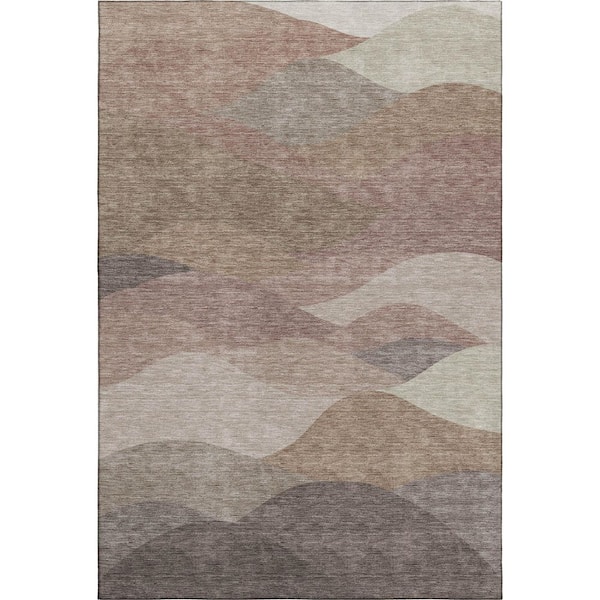 Mayfield Premium Machine Washable Abstract AMF2378 Mocha 9 ft. x 12 ft. Area Rug
