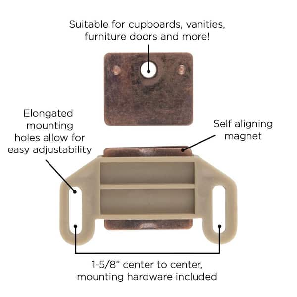 1-5/8 in. Tan Magnetic Door Catch (10-Pack) 1-5/8 in. Tan Magnetic Door Catch (10-Pack)