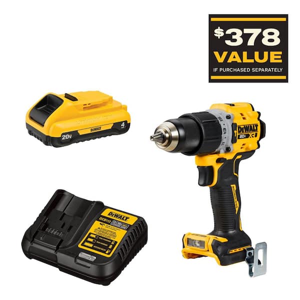 20V Lithium-Ion Compact Cordless 1/2 in. Hammer Drill with 20V MAX Compact 4.0Ah Battery and 12V to 20V MAX Charger