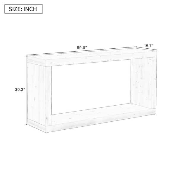 59.6 in. Black Rectangle Wood Console Table Entryway Table
