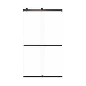 Brianna 48 in. W x 80 in. H Sliding Frameless Shower Door in Matte Black Finish with Clear Glass