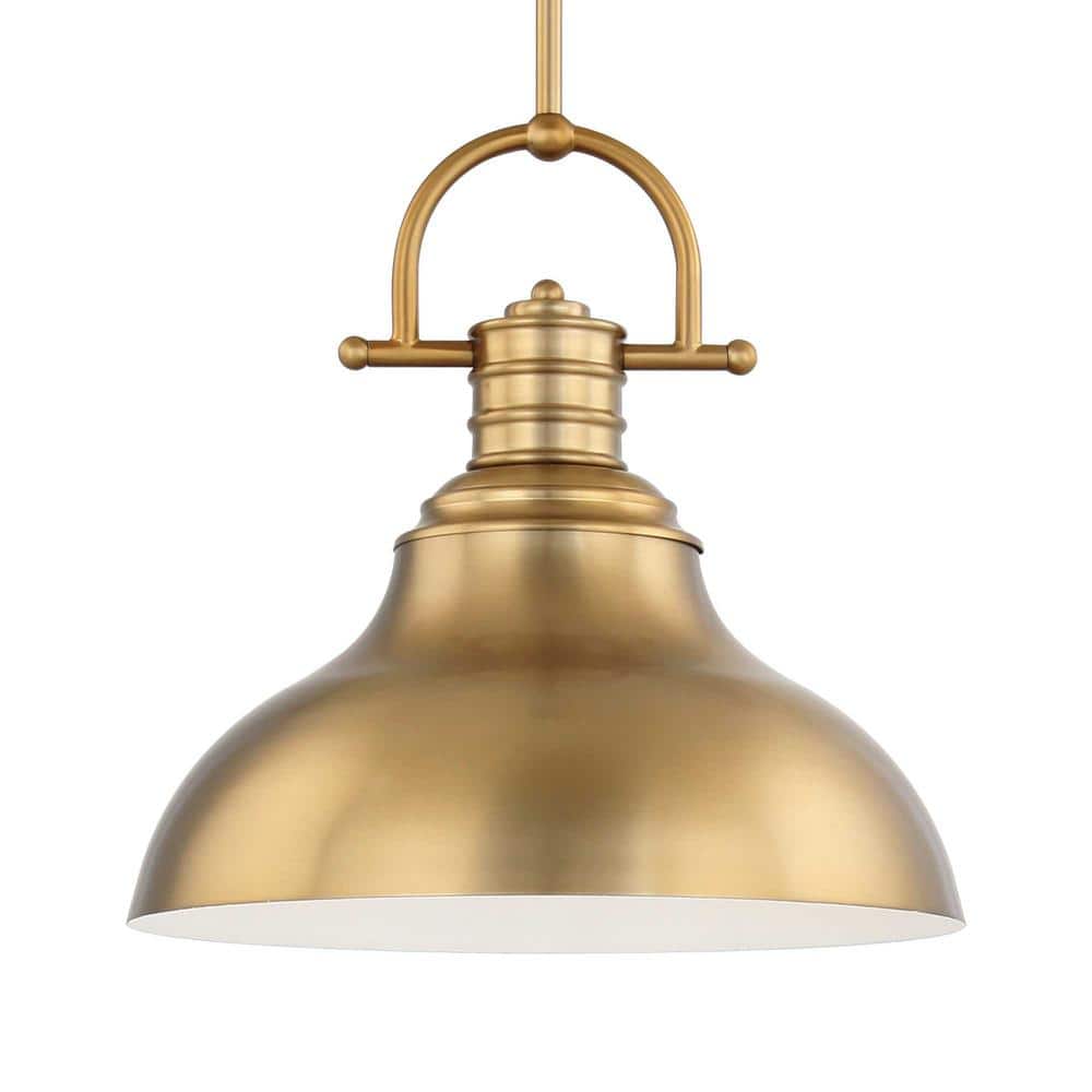 Sleek Modern Restoration Brass LED Pendant Light 13.5"