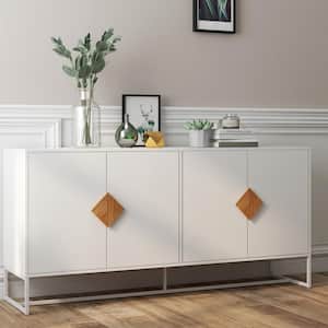 White Sideboard with 4 Doors and Double Storage