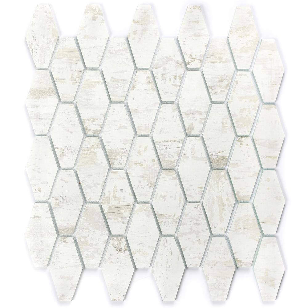 French Country Birch White 12 in. x 12 in. Hexagon Wood Look Glass Mosaic Wall Tile (1 sq.ft/Each) price history on PriceWatchPro