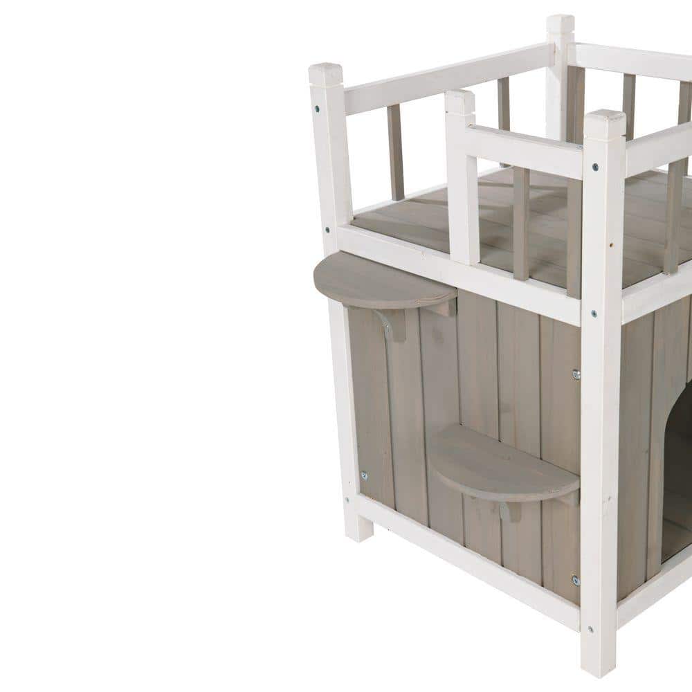 Weatherproof Fir Wood Pet Home with Balcony