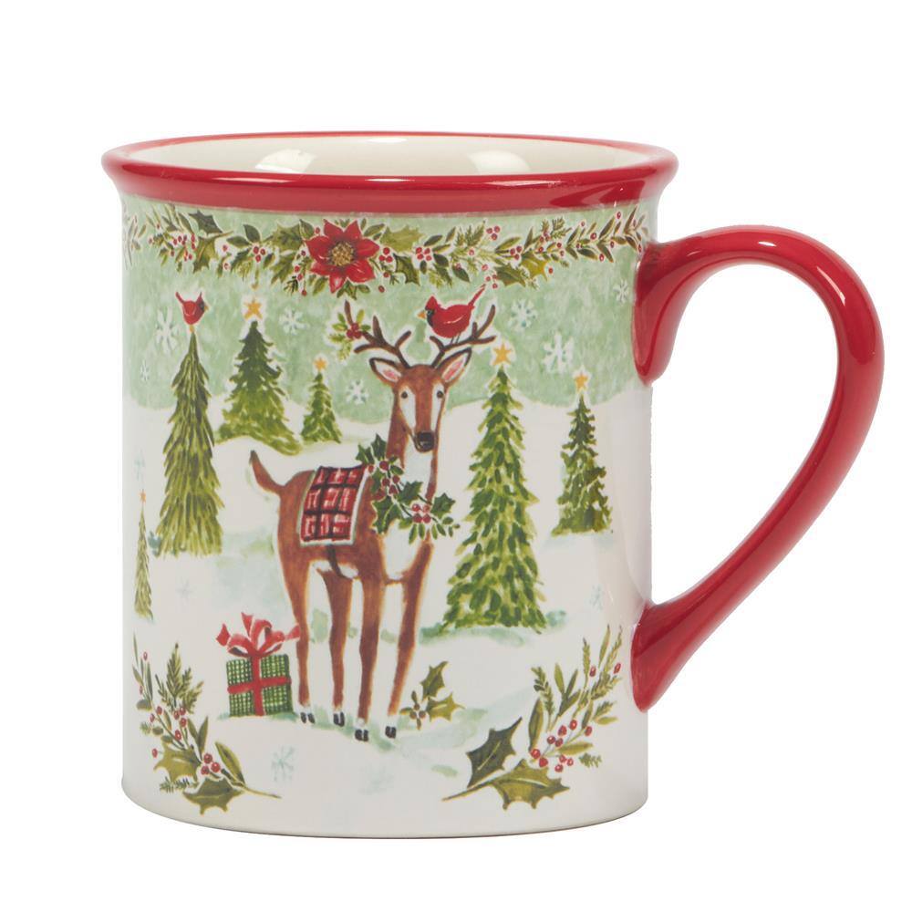 Joy of Christmas Red Ceramic 16 oz Mug Set of 4