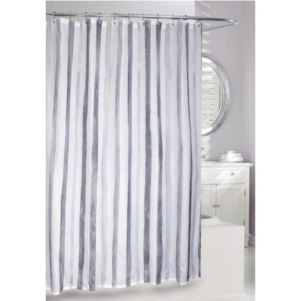 m MODA at home enterprises ltd. 71 x 71 in. Grey/White Watercolour Stripes Polyester Shower Curtain