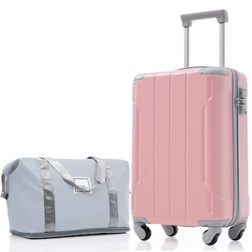 3 Bags 3-Piece Pink Lady ABS Hardshell Spinner 20 in. Luggage Set with an Expandable Travel Duffel Bag, a Toiletry Bag