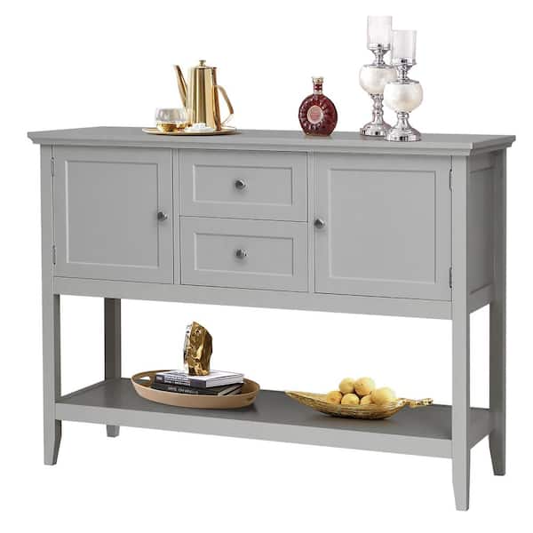 Costway Gray Sideboard Buffet Table Wooden Console Table with Drawers and Cabinets
