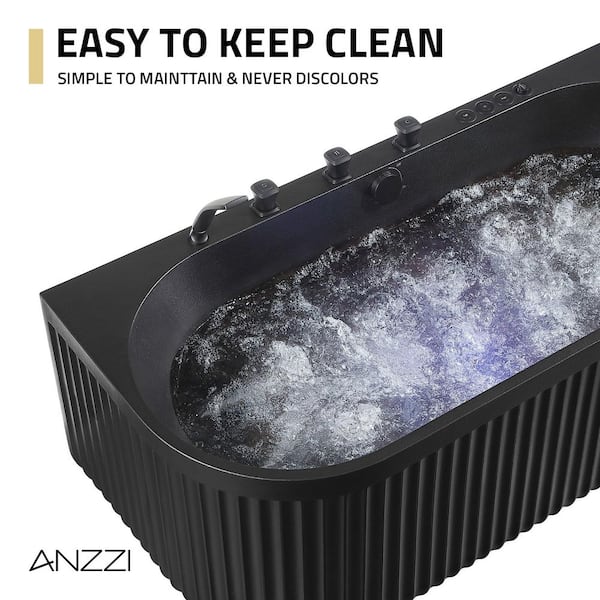 ANZZI Stone Belle 67 x 32 Combination Flat Bottom Freestanding