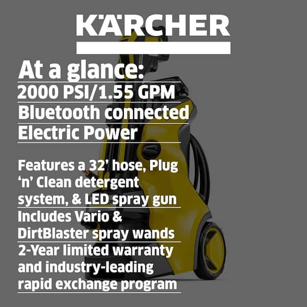 Karcher 1.324-568.0 2000 PSI 1.55 GPM K 5 Power Control Cold Water Electric Induction Pressure Washer Plus Vario and DirtBlaster Spray Wands - 2