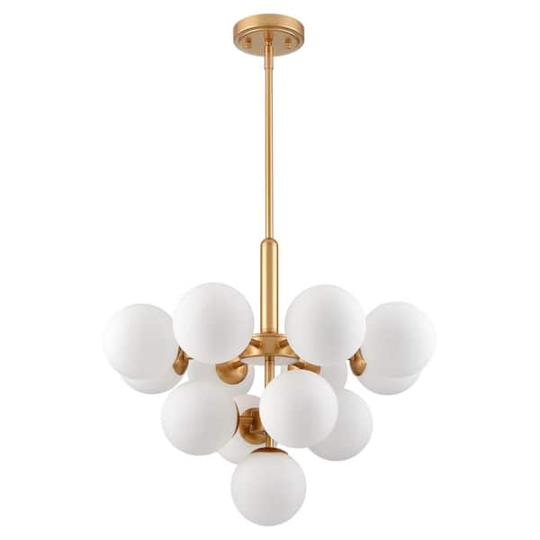 CLAXY 13-Light Gold No Decorative Accents Shaded Circle Chandelier for Dining Room Foyer with No Bulbs Included