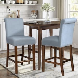 Aubrey 25.75 in. Light Blue Wood Counter Stool (Set of 2)