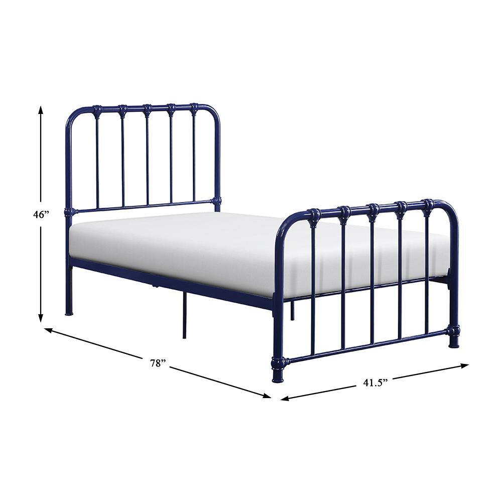 Bethany Twin Royal Blue Metal Platform Bed with Headboard