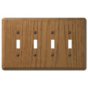 Contemporary 4 Gang Toggle Wood Wall Plate - Medium Oak