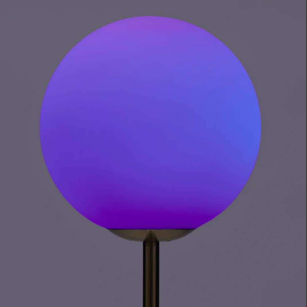 Luna Frosted Glass Globe Adjustable LED Floor Lamp for Kids in Brass