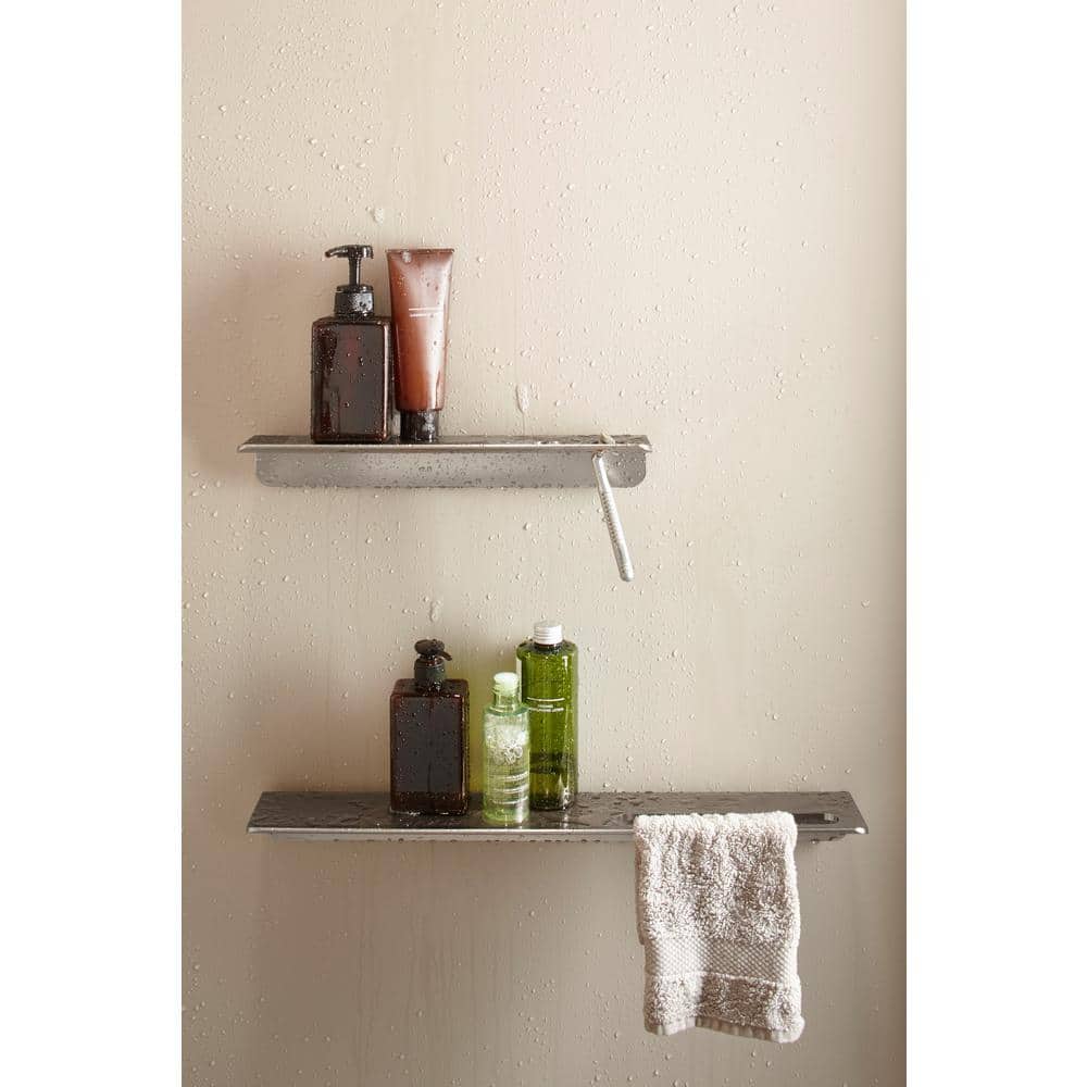 14" Floating Wall Shelf in Anodized Brushed Nickel