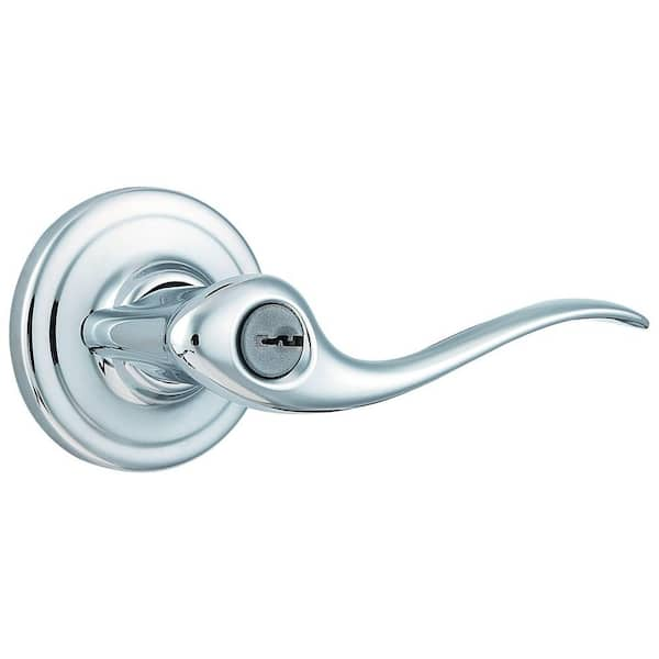 Kwikset Tustin Polished Chrome Exterior Entry Door Handle Featuring Smartkey Security 7854