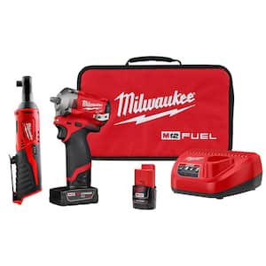 M12 FUEL 12V Lithium-Ion Brushless Cordless Stubby 3/8 in. Impact Wrench Kit with M12 3/8 in. Ratchet