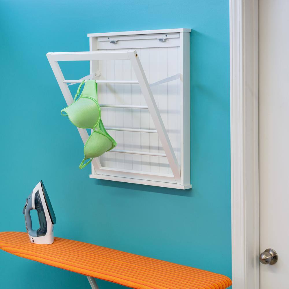 White MDF Wall-Mount Folding Drying Rack