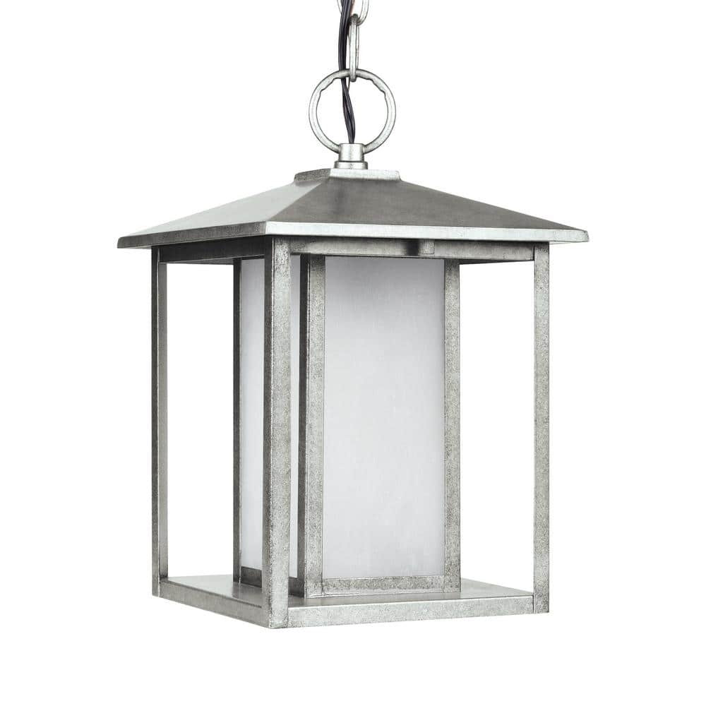 Weathered Pewter 13.75" Transitional LED Outdoor Hanging Lantern