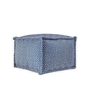 Amalfi Aztec Print Indoor/Outdoor Filled Ottoman Blue Square Pouf