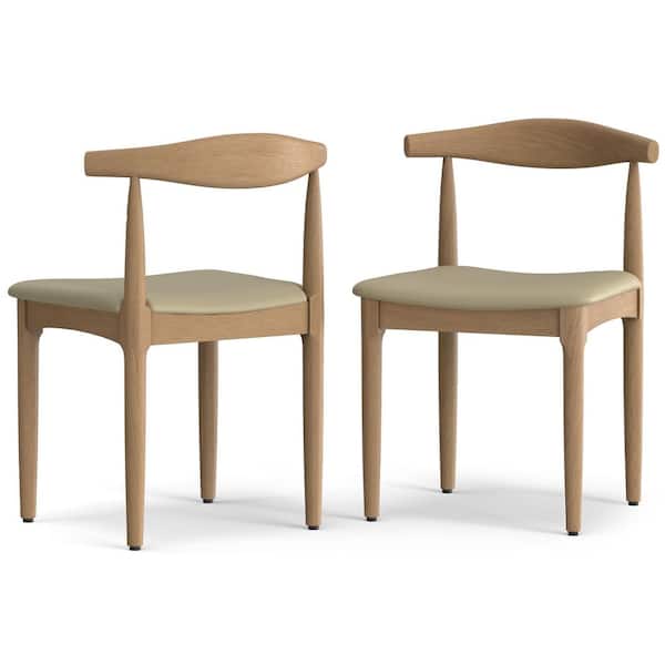 Molly Mid Century Modern Dining Chair (Set of 2) in Cream Vegan Faux Leather