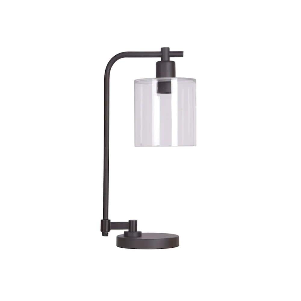 20.5 in Bronze Table Lamp with Clear Glass Shade