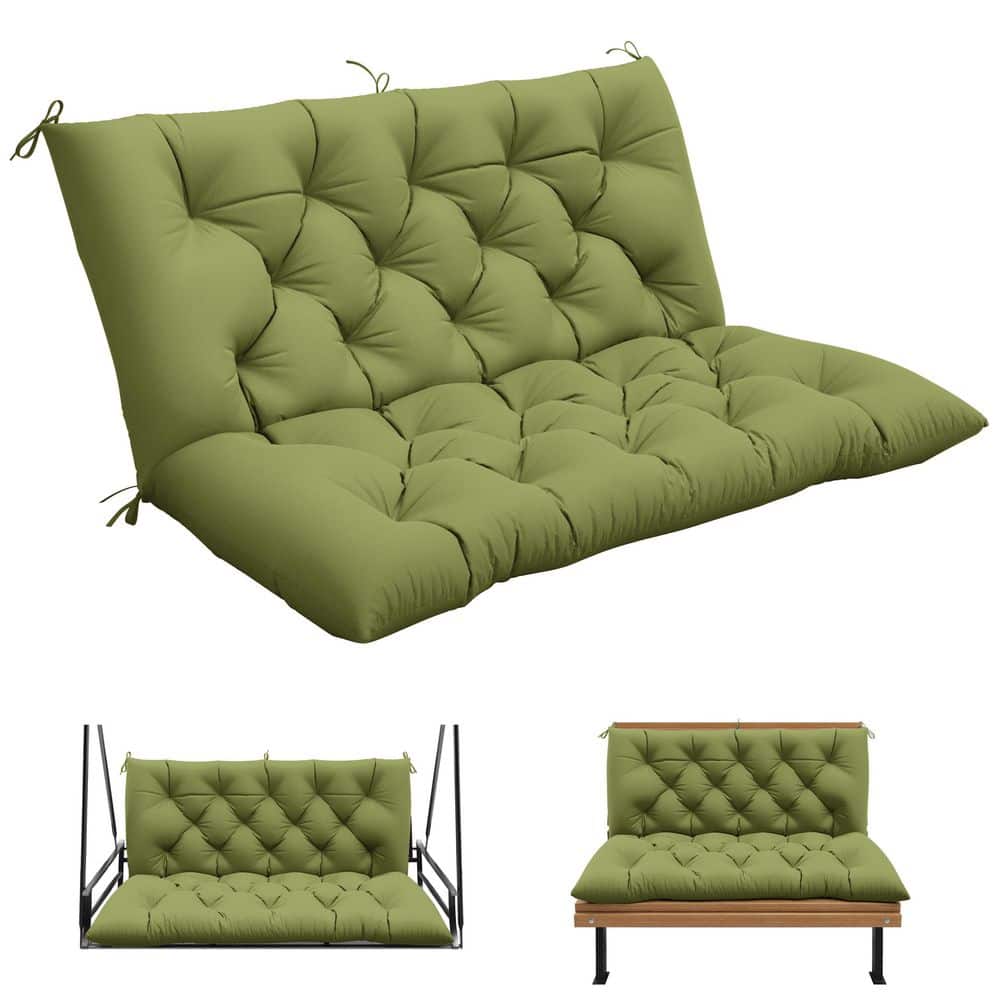 47 x 40 in. Outdoor Waterproof Porch Swing Cushion 2-Seater Replacement with Backrest for Patio Furniture Light Green