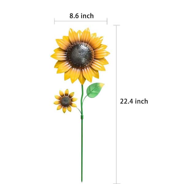 Unbrand Vibrant Metal Sunflower Garden Stakes (2-Pack) - Nodding