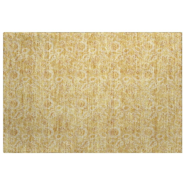 Dream Shag Premium Machine Washable Abstract ADS661 Gold 2 ft. x 3 ft. Accent Rug