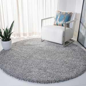 Evolution Shag Gray 7 ft. x 7 ft. Solid Round Area Rug