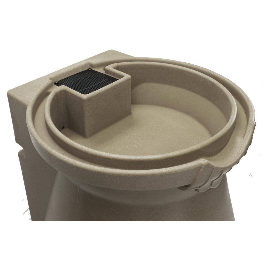 Khaki 65-Gallon Plastic Resin Rain Barrel Urn