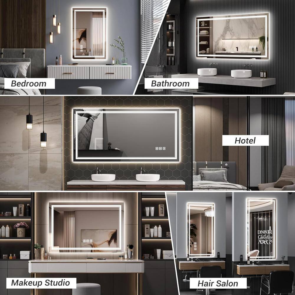 Rectangular Frameless LED Light Anti-Fog Bathroom Vanity Mirror
