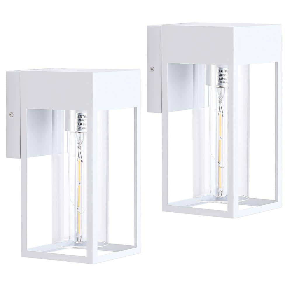 10.2 in. White Modern Porch Lights Outdoor Hardwired Wall Lantern Sconce with No Bulbs Included (2-Pack) price history on PriceWatchPro