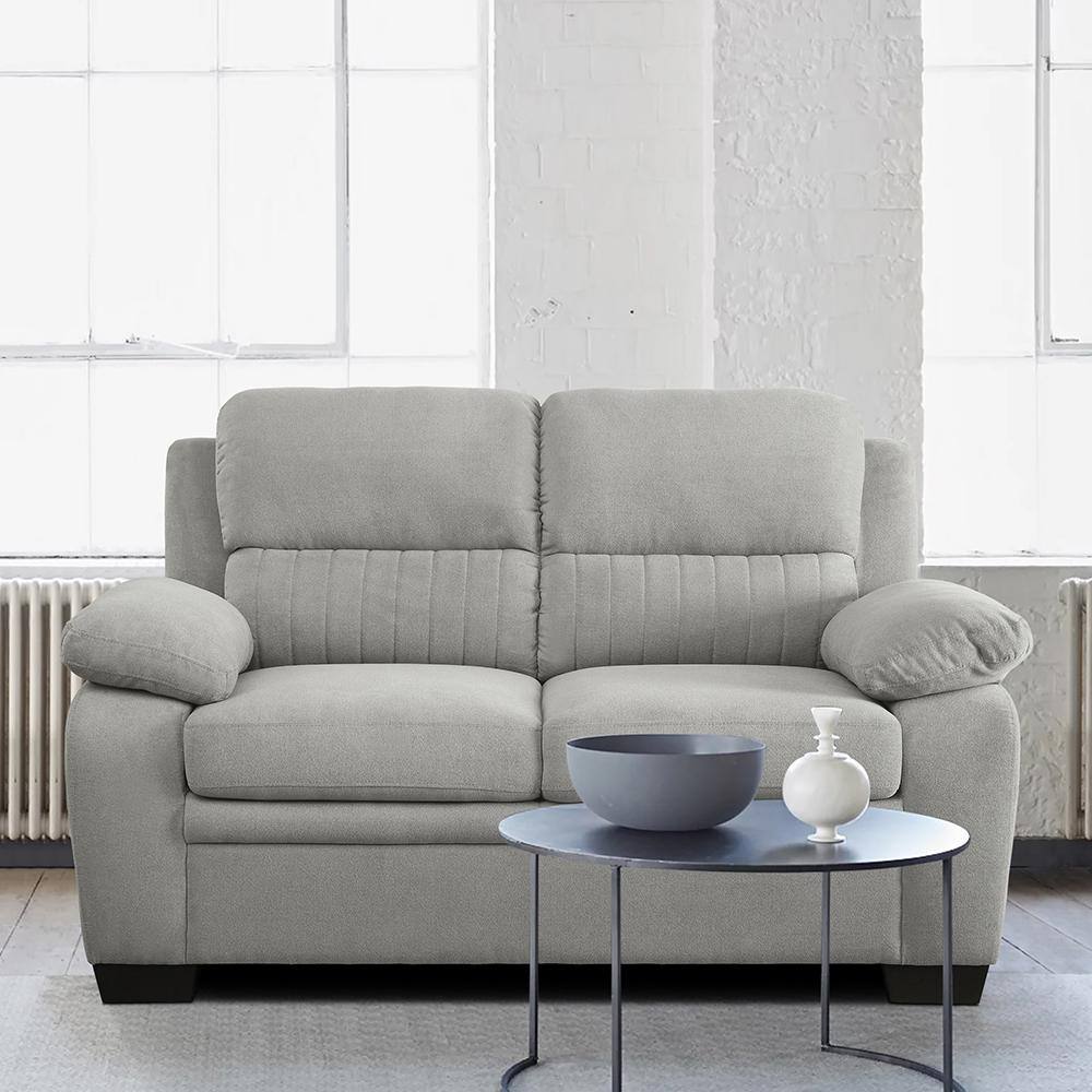 Holleman 58" Gray Tufted Fabric Loveseat with Pillow-top Arms