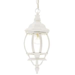 Chateau Collection 1-Light White Outdoor Hanging Textured Lantern