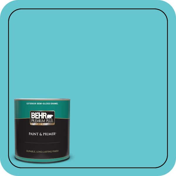 BEHR PREMIUM PLUS 1 qt. #P470-4 Paradise Sky Semi-Gloss Enamel Exterior Paint & Primer