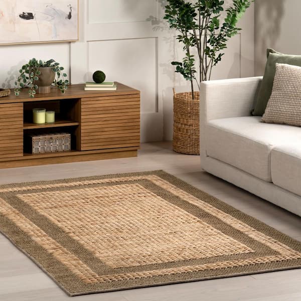 Linnett Farmhouse Bordered Jute Natural 4 ft. x 6 ft. Area Rug