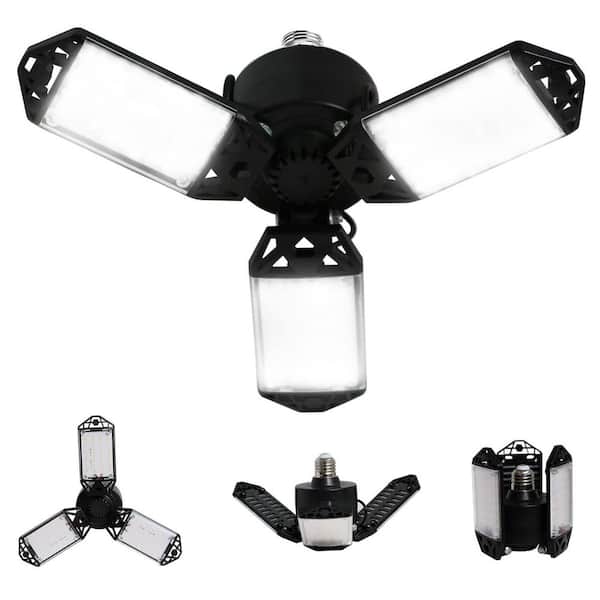 120 Volt LED Garage Light Bulb, 8000 Lumen 6500K Daylight Ceiling Fixture with 3 Adjustable Panels for Workshop