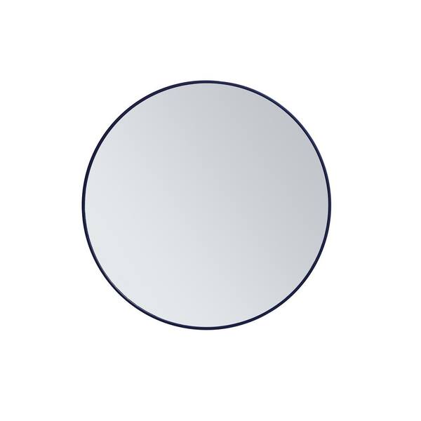 Medium Round Blue Modern Mirror (36 In. H X 36 In. W) WM8082Blue - The ...