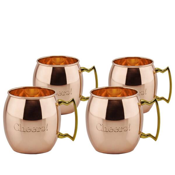 Old Dutch 16 oz. Solid Copper "Cheers!" Moscow Mule Mugs (Set of 4)