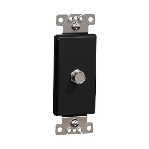 X Series 1-Gang Standard Coaxial CATV F Coupler Decorator Strap Matte Black Metal Wall Plate