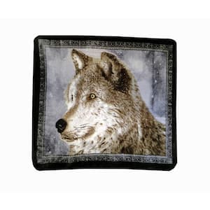 Snowy Multicolored Wolf Throw Blanket