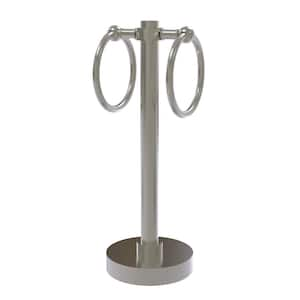 Vanity Freestanding Top 2-Towel Ring Guest Towel Holder in Satin Nickel