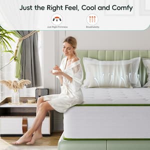 Twin Size Plush Hybrid Gel Memory Foam 12 in. Innerspring Euro Top Hypoallergenic and Cooling Mattress