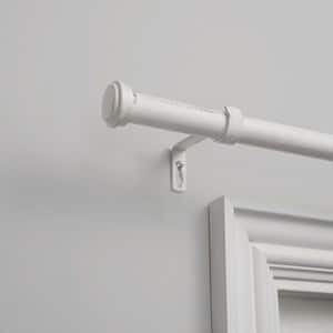 Topper 84 in. - 160 in. Adjustable 1 in. Single Outdoor Curtain Rod Kit in Distressed White with Topper Finial