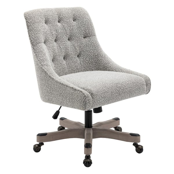 Tindal Fabric Adjustable Height Office Chair in Salt and Pepper with Rustic Wood Base