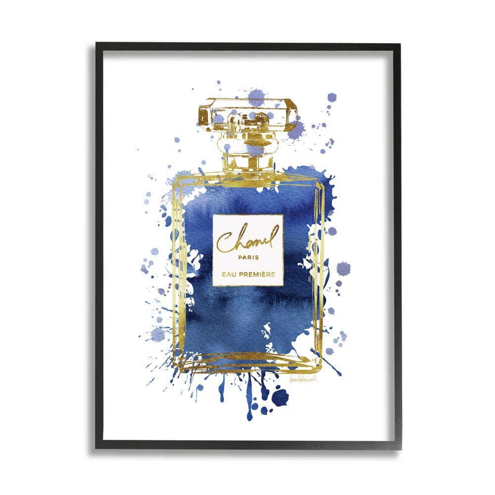 Blue and Gold Abstract Fragrance Bottle Canvas Print
